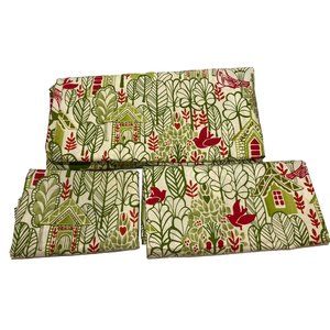Pottery Barn Swedish House Queen Duvet 2 Pillow & 2 Euro Cases Birds Green Red